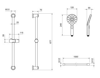 Душевой гарнитур Aquatek Оберон шлифованное золото